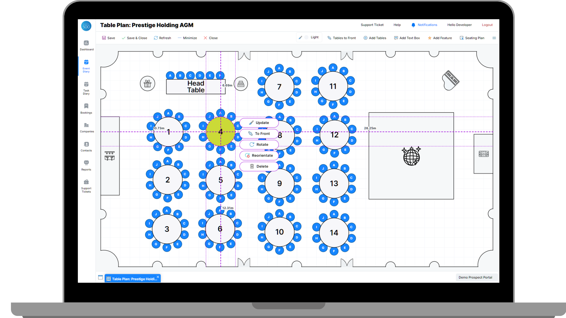 Events500 table planner screenshot